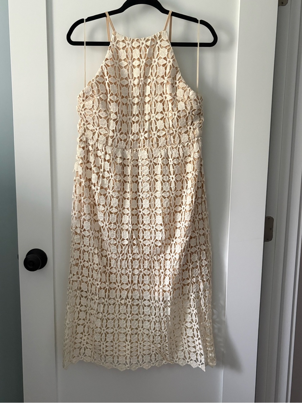 Romeo & Juliet Couture Cream Crochet Halter Midi Dress